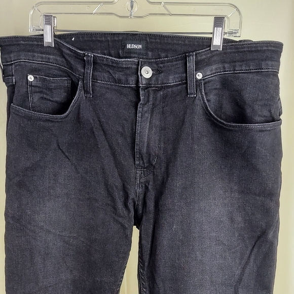 Men's 36" Hudson Sarto Relaxed Skinny Black Jeans With Stretch - Picture 2 of 16